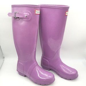Hunter Original Tour Gloss Purple  Tall  Rain Boots Size 5 B